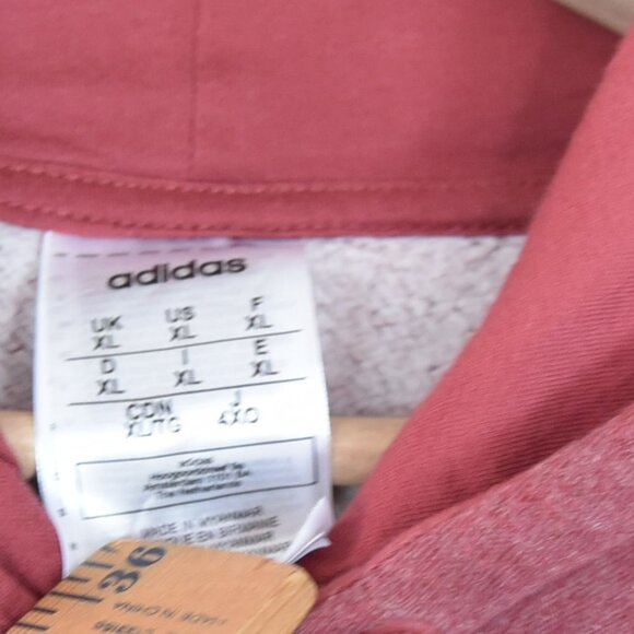 Adidas XL Colorblock Hoodie Red Gray Logo Pullover Streetwear Athleisure - Picture 4 of 6